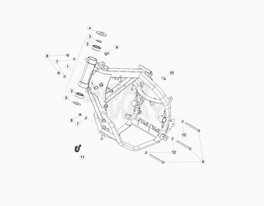 vue éclatée accesoires du cadre arrière de cadre, repose-pieds,... - beta 50 rr enduro sport 2016