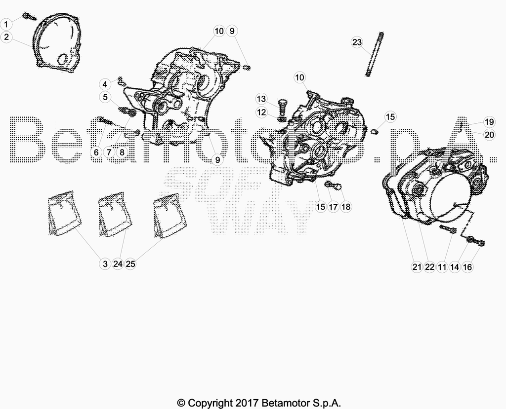 vue éclatée carteur moteur - beta 50 rr motard 2018