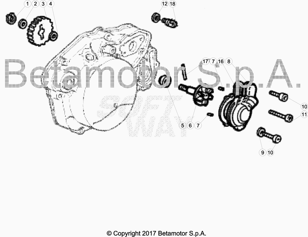 vue éclatée radiateurs, refroidissement - beta 50 rr motard 2018