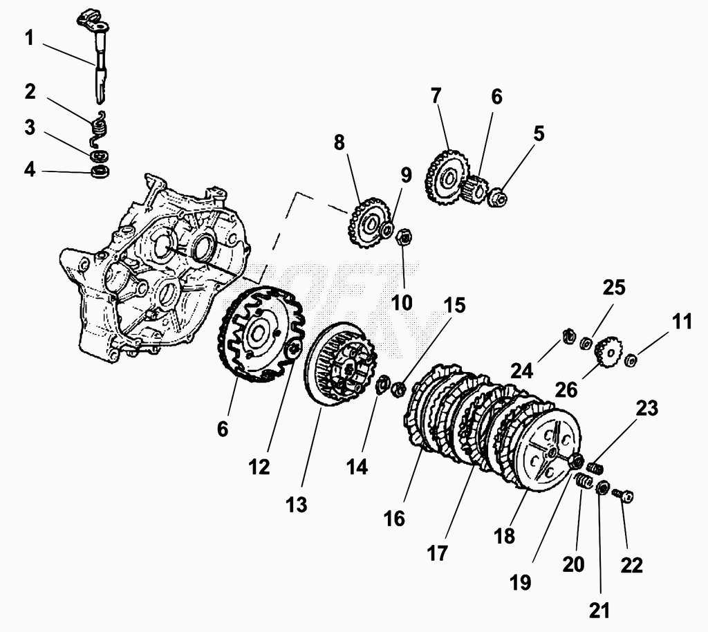 vue éclatée embrayage - beta 50 rr motard track 2016