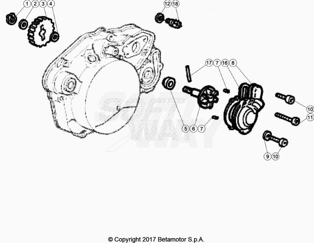 vue éclatée radiateurs, refroidissement - beta 50 rr motard noir 2020