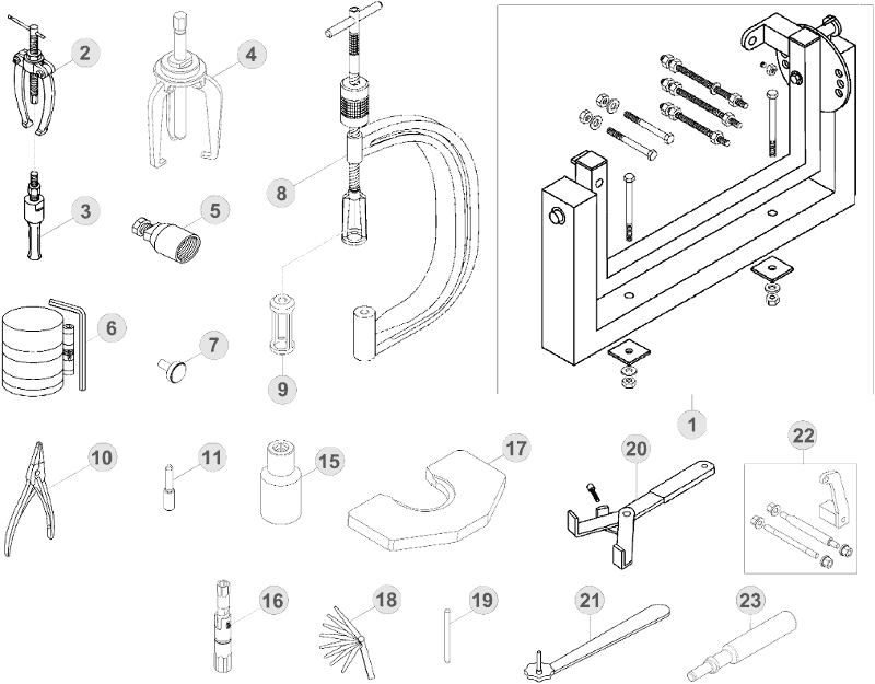 vue éclatée trousse à outils - beta rr 498 factory 2014