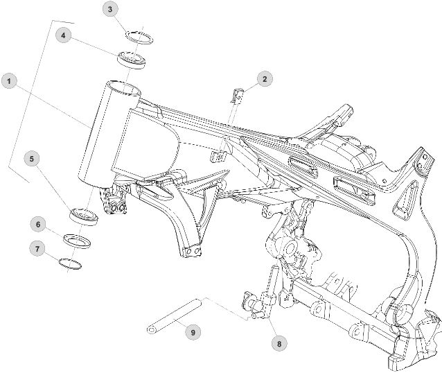 vue éclatée cadre - beta evo 125 2t factory 2015