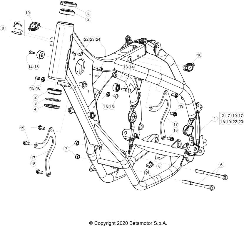 vue éclatée cadre - beta rr 125 2021