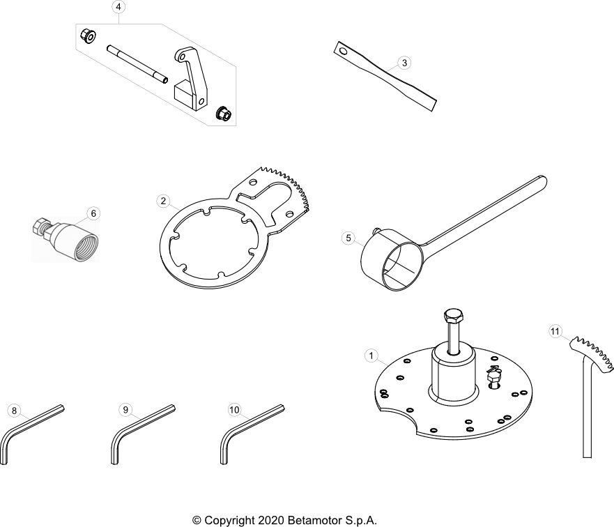 vue éclatée trousse à outils - beta rr 250 2021