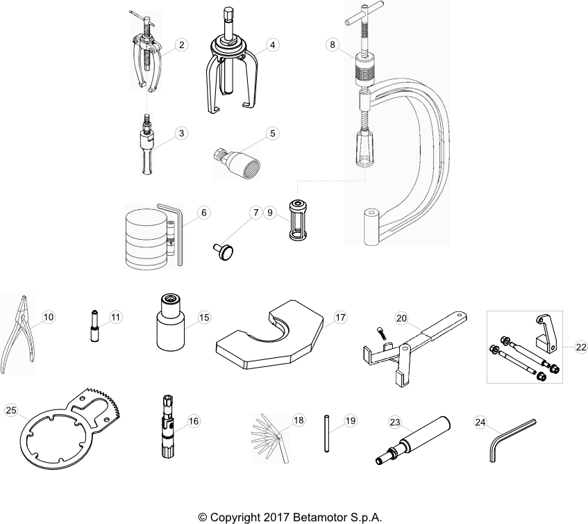 vue éclatée trousse à outils - beta rr 350 4t racing 2021