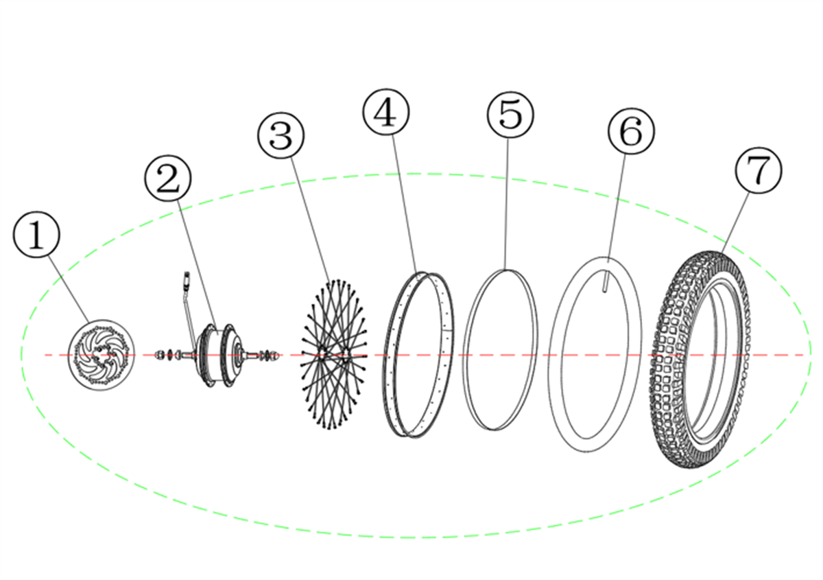 vue éclatée roue arriere - sedna sx 16" 2024