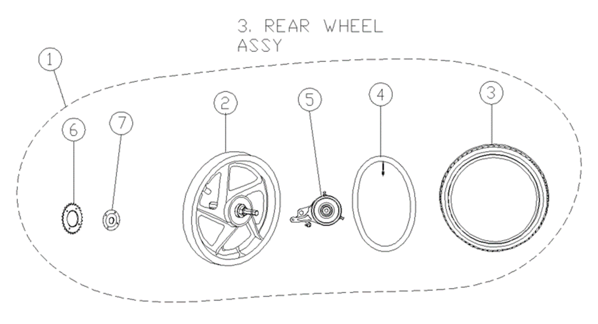vue éclatée roue arriere - sedna mx 12" 2026
