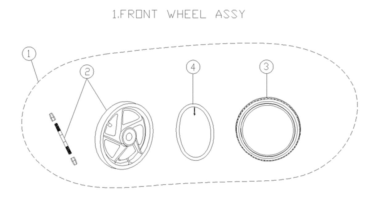 vue éclatée roue avant - sedna mx 16" 2026