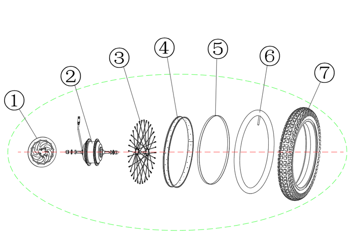 vue éclatée roue arriere - sedna sx 18" 2026