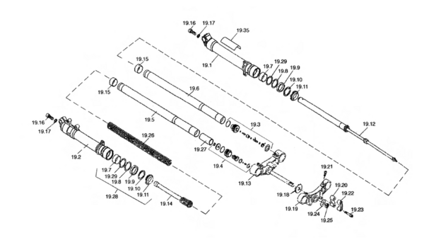 vue éclatée rear suspension - sherco moto sherco 2.5 (+ kit comp 2.9) 2000