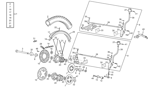 vue éclatée roue arrière - sherco moto sherco 2.5 + kit comp 2.9 2001