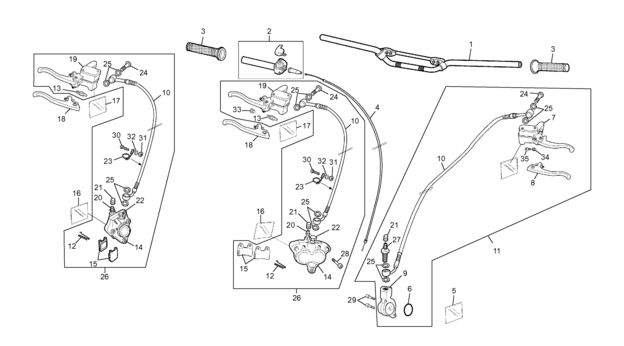 vue éclatée guidon - sherco moto sherco 2.5 2002