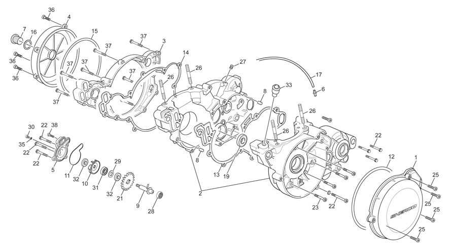 vue éclatée groupe carters - sherco moto sherco 2.9 homol cabestany for 2012