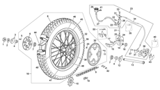 vue éclatée roue arrière avec système braktec - sherco moto sherco 2.9 comp 2014