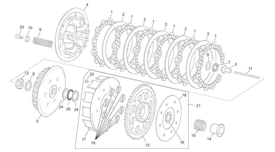 vue éclatée embrayage - sherco moto sherco 2.9 comp 2014