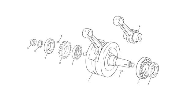 vue éclatée vilebrequin assemblé - sherco moto sherco 2.5 2006