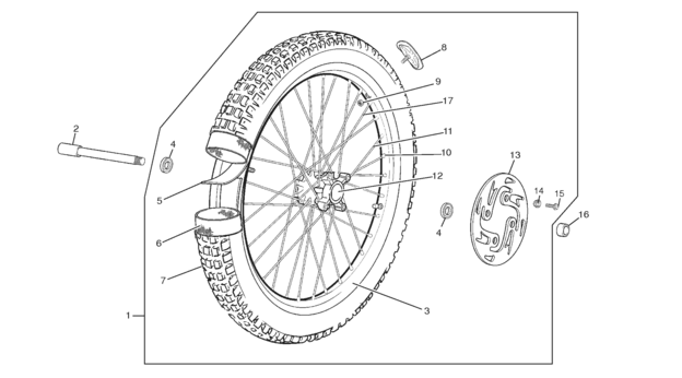 vue éclatée roue avant - sherco moto sherco 2.5 09 2009