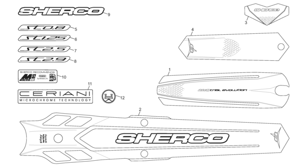 vue éclatée adhésifs - sherco moto sherco 2.5 comp 2010
