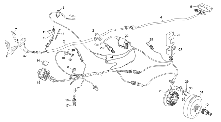 vue éclatée faisceau électrique - sherco moto sherco 2.5 factory 2020