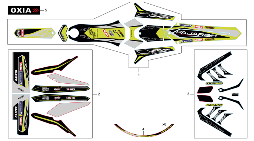 vue éclatée adhésifs - sherco moto sherco 2.5 factory fajardo 2020
