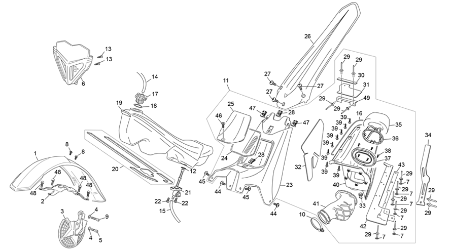 vue éclatée plastiques - sherco moto sherco 2.5 factory fajardo 2020