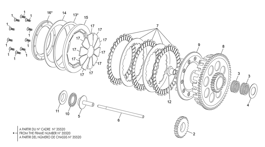 vue éclatée embrayage - sherco moto sherco 2.5 racing homologated 2020
