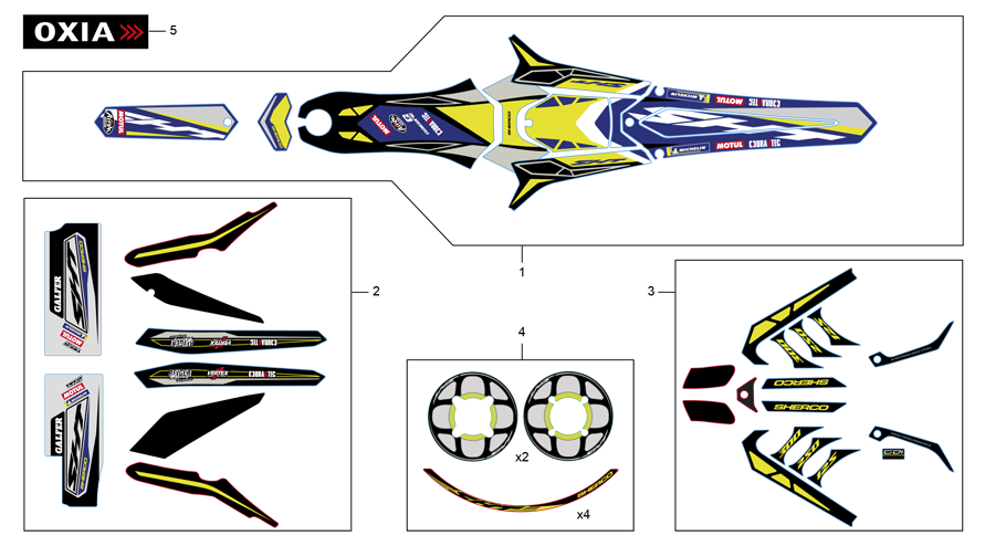 vue éclatée adhésifs - sherco moto sherco 2.5 racing 2021