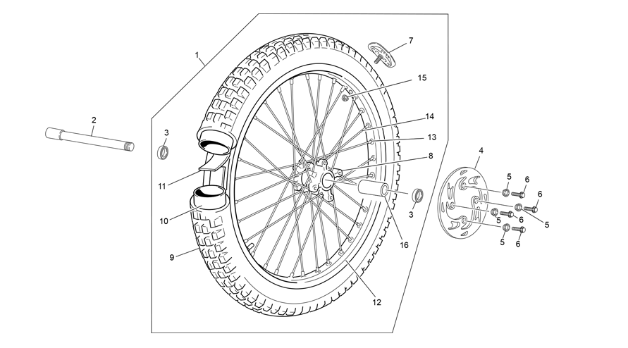 vue éclatée roue avant - sherco moto sherco 2.5 factory replica 2022