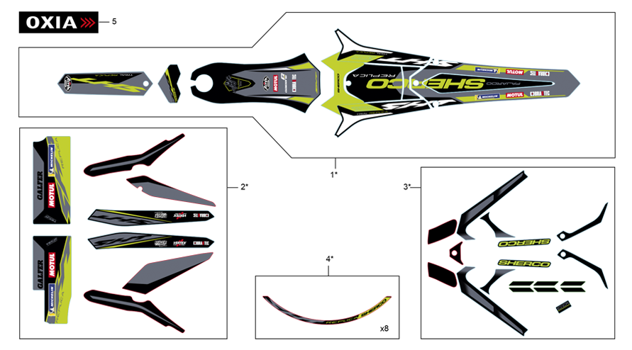 vue éclatée adhésifs - sherco moto sherco 2.5 factory replica 2022
