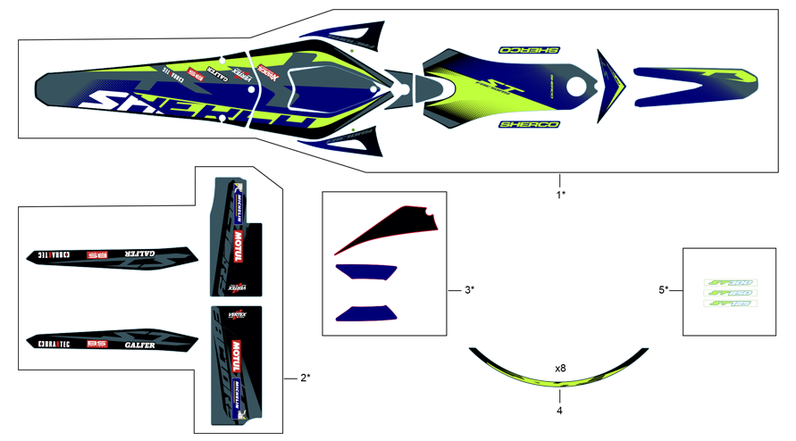 vue éclatée adhésifs - sherco 250 st-r racing 2024