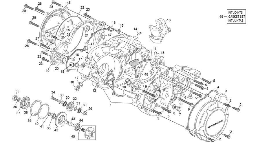 vue éclatée groupe carters - sherco 250 st-f factory ar68 2025