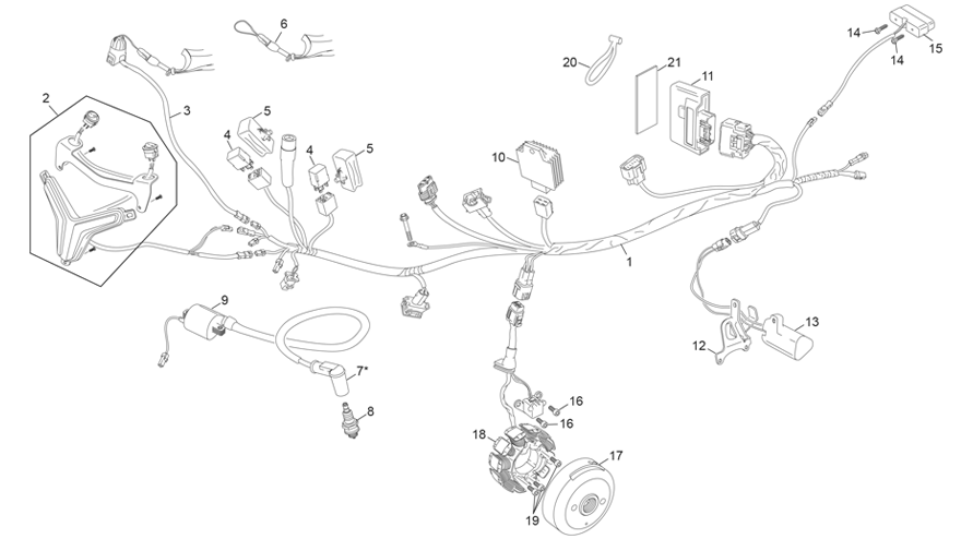 vue éclatée faisceau électrique - sherco 250 st-f factory homol ar68 2025