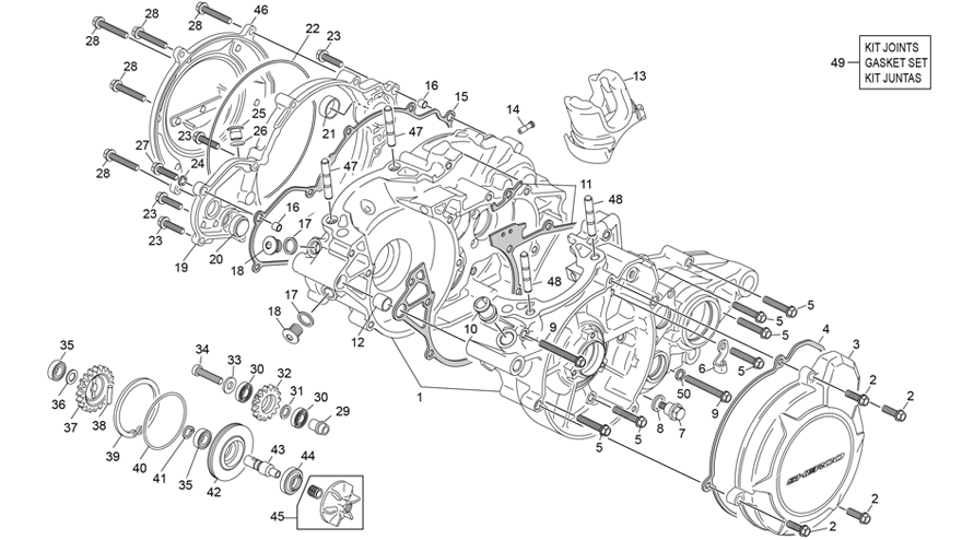 vue éclatée groupe carters - sherco 250 st-f factory 2026
