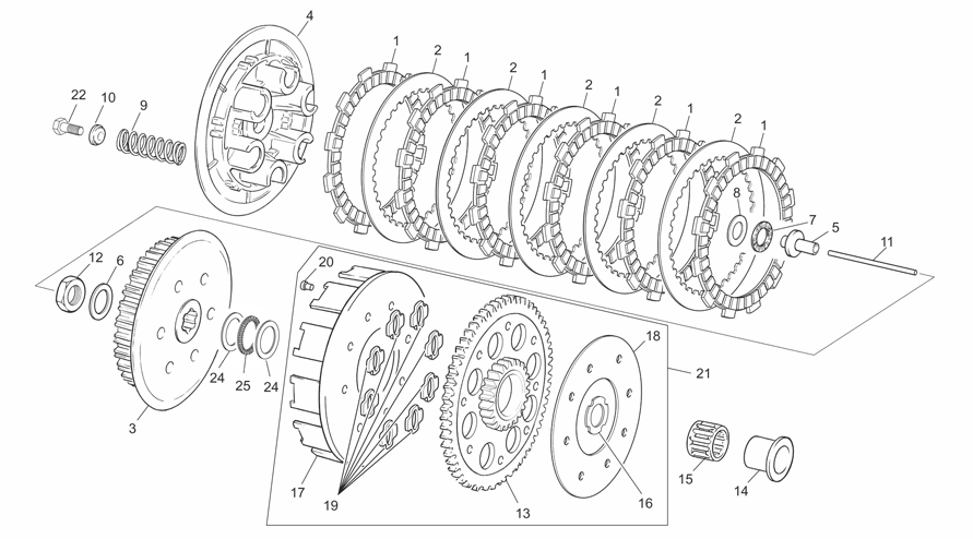vue éclatée embrayage - sherco moto sherco 1.25 racing homol 2012