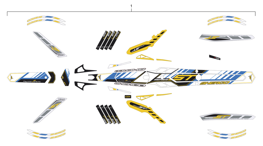 vue éclatée adhésifs - sherco moto sherco 1.25 comp 2014