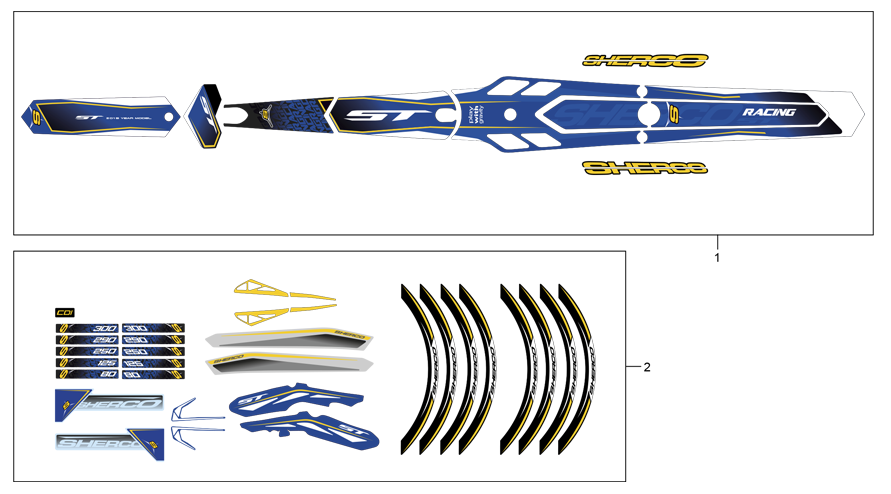 vue éclatée adhésifs - sherco moto sherco 1.25 comp 2015