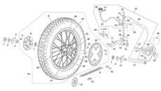 vue éclatée roue arrière avec système braktec - sherco moto sherco 1.25 comp 2015