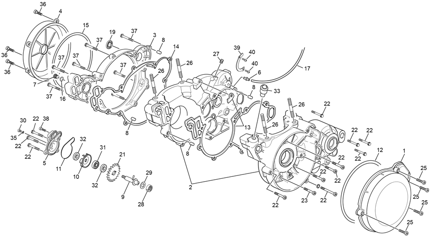 vue éclatée groupe carters - sherco moto sherco 1.25 factory 2020