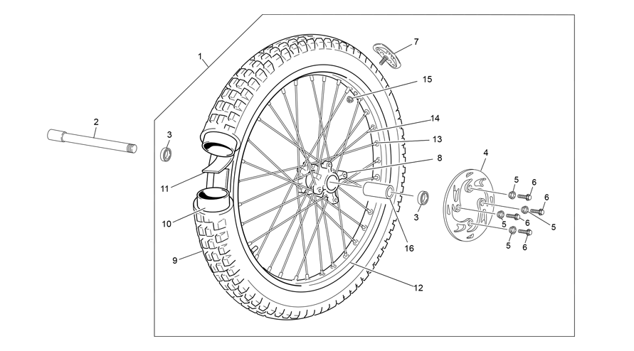 vue éclatée roue avant - sherco moto sherco 1.25 factory 2020