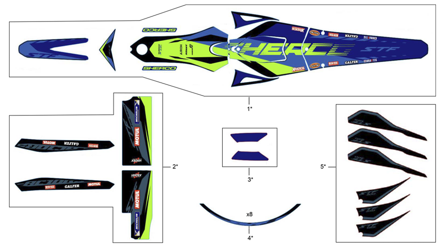 vue éclatée adhésifs - sherco 125 st-f factory 2025