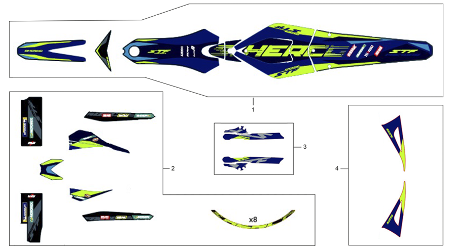 vue éclatée adhésifs - sherco 125 st-f factory homol 2026