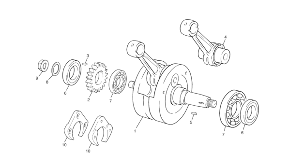 vue éclatée vilebrequin assemblé - sherco moto sherco 0.8 2008