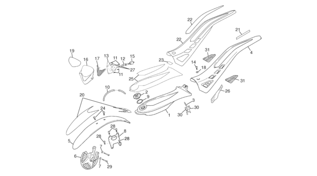 vue éclatée plastiques - sherco moto sherco 0.8 2008