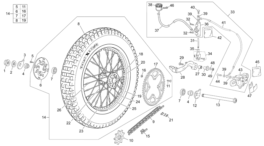 vue éclatée roue arrière - sherco moto sherco 3.0 comp cabestany 2013