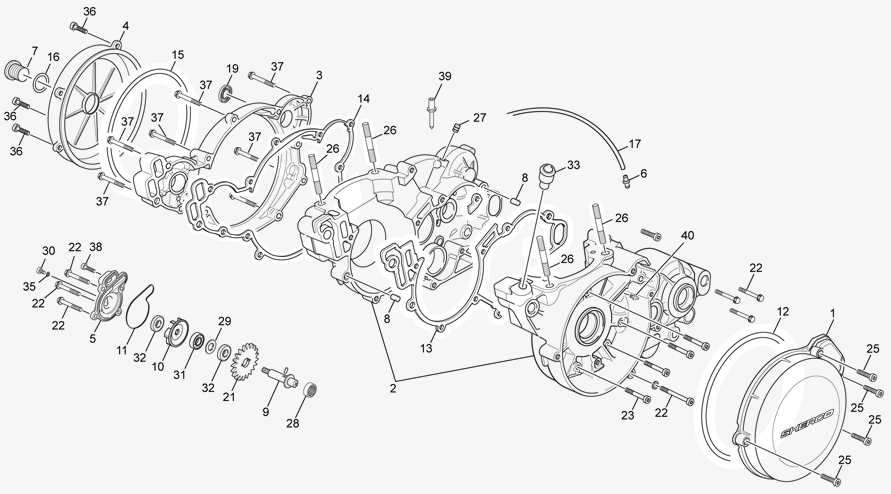 vue éclatée groupe carters - sherco moto sherco 3.0 homol factory 2014