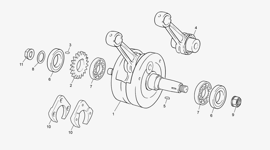 vue éclatée vilebrequin assemblé - sherco moto sherco 3.0 compt factory 2014