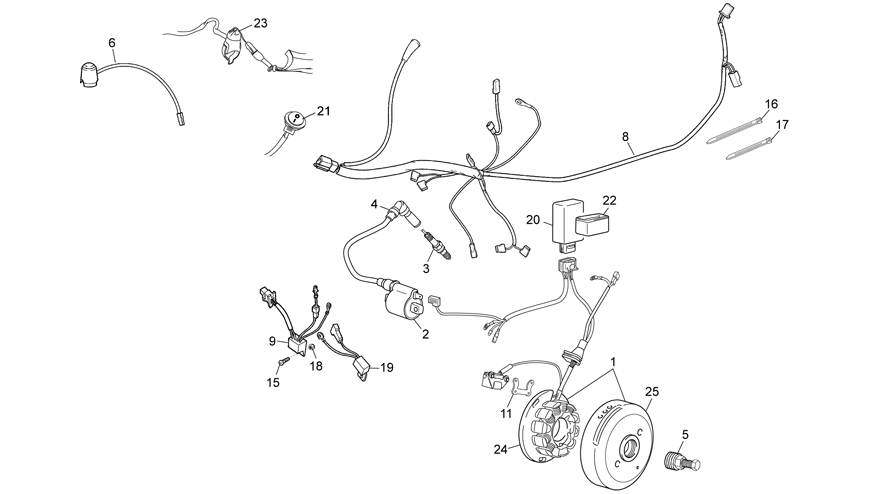 vue éclatée faisceau électrique - sherco moto sherco 3.0 compt factory 2014