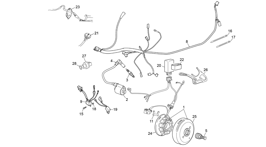 vue éclatée faisceau électrique v1 - sherco moto sherco 3.0 compt factory 2017