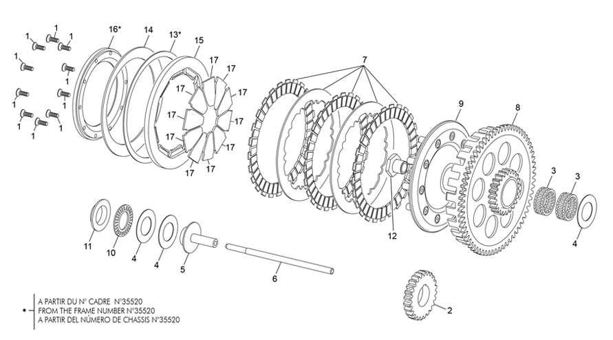 vue éclatée embrayage - sherco moto sherco 3.0 factory homologated fajardo 2020